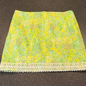 Lilly Pulitzer Yellow Green Pineapple Print Mini Skirt